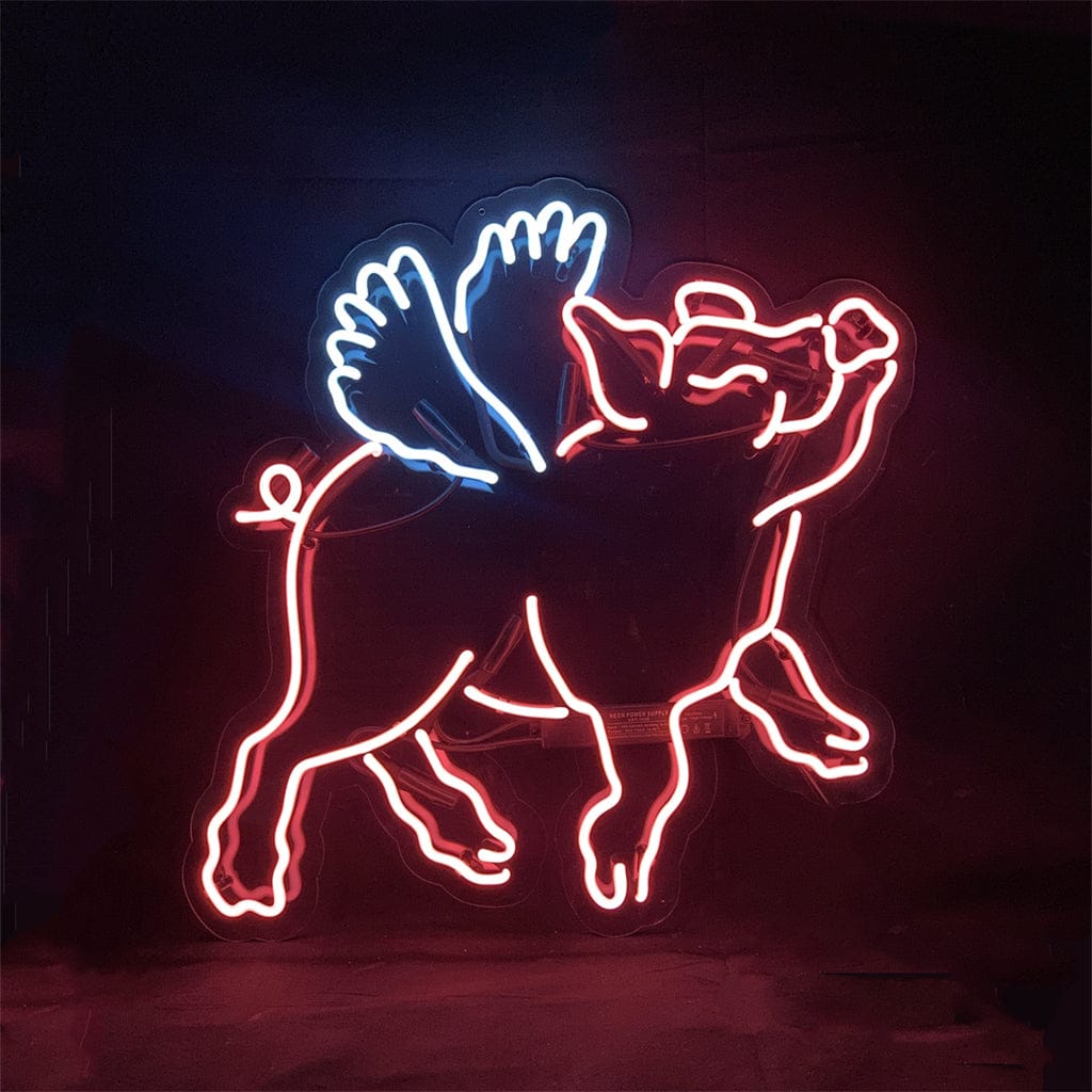 Neon Signs Land Neon Signs Pink Pig with Wings Neon Signs