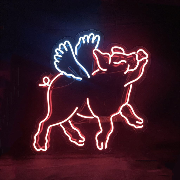 Neon Signs Land Neon Signs Pink Pig with Wings Neon Signs