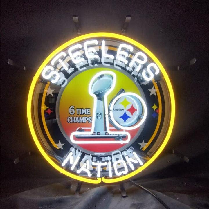 Neon Signs Land Neon Signs Pittsburgh Steelers Nation 6 Times Champion Neon Signs