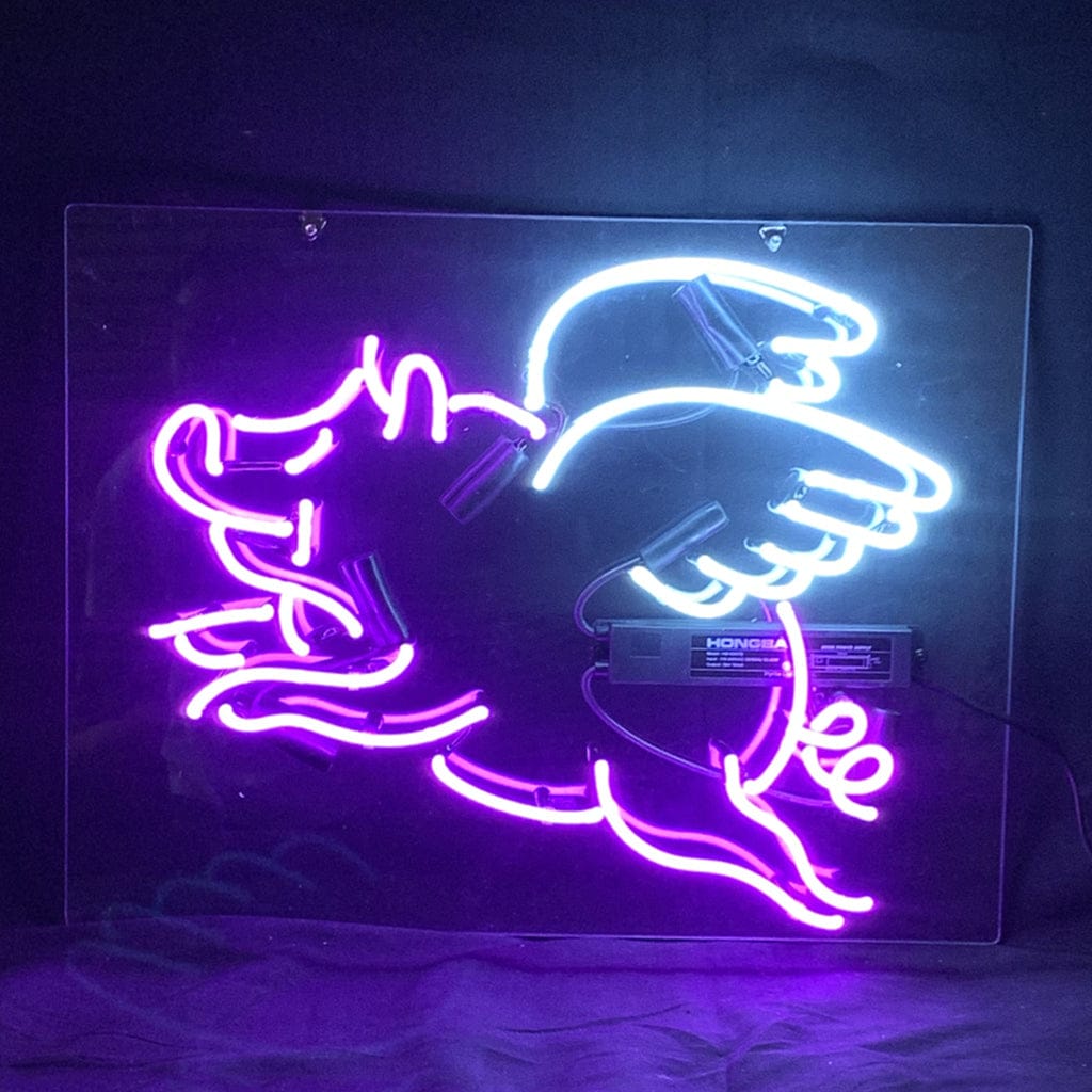 Neon Signs Land Neon Signs Purple Pig with Wings Neon Signs