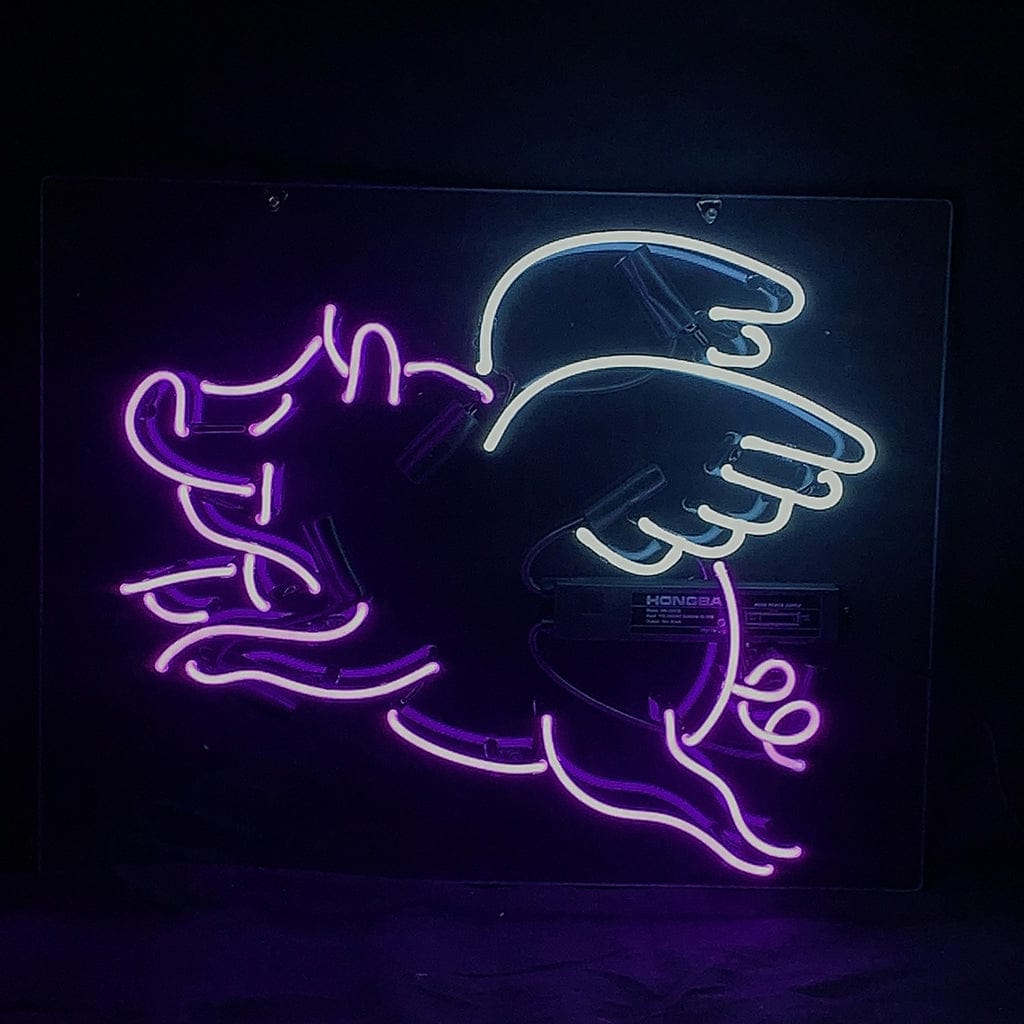 Neon Signs Land Neon Signs Purple Pig with Wings Neon Signs