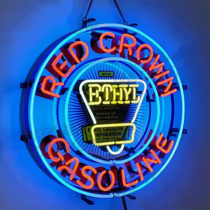 Neon Signs Land Neon Signs Red Crown Ethyl Gasoline Neon Signs