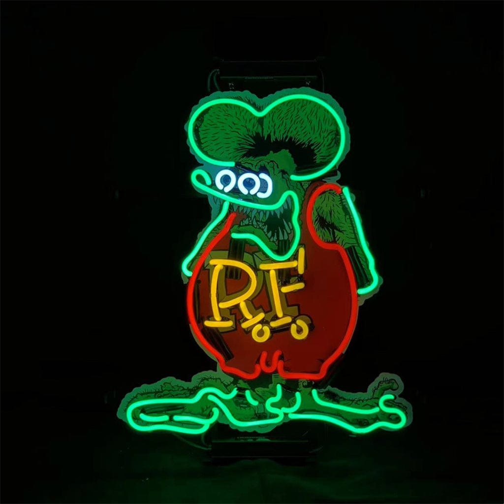 Neon Signs Land Neon Signs RF Rat Fink Mouse with Acrylic Logo Neon Signs Light