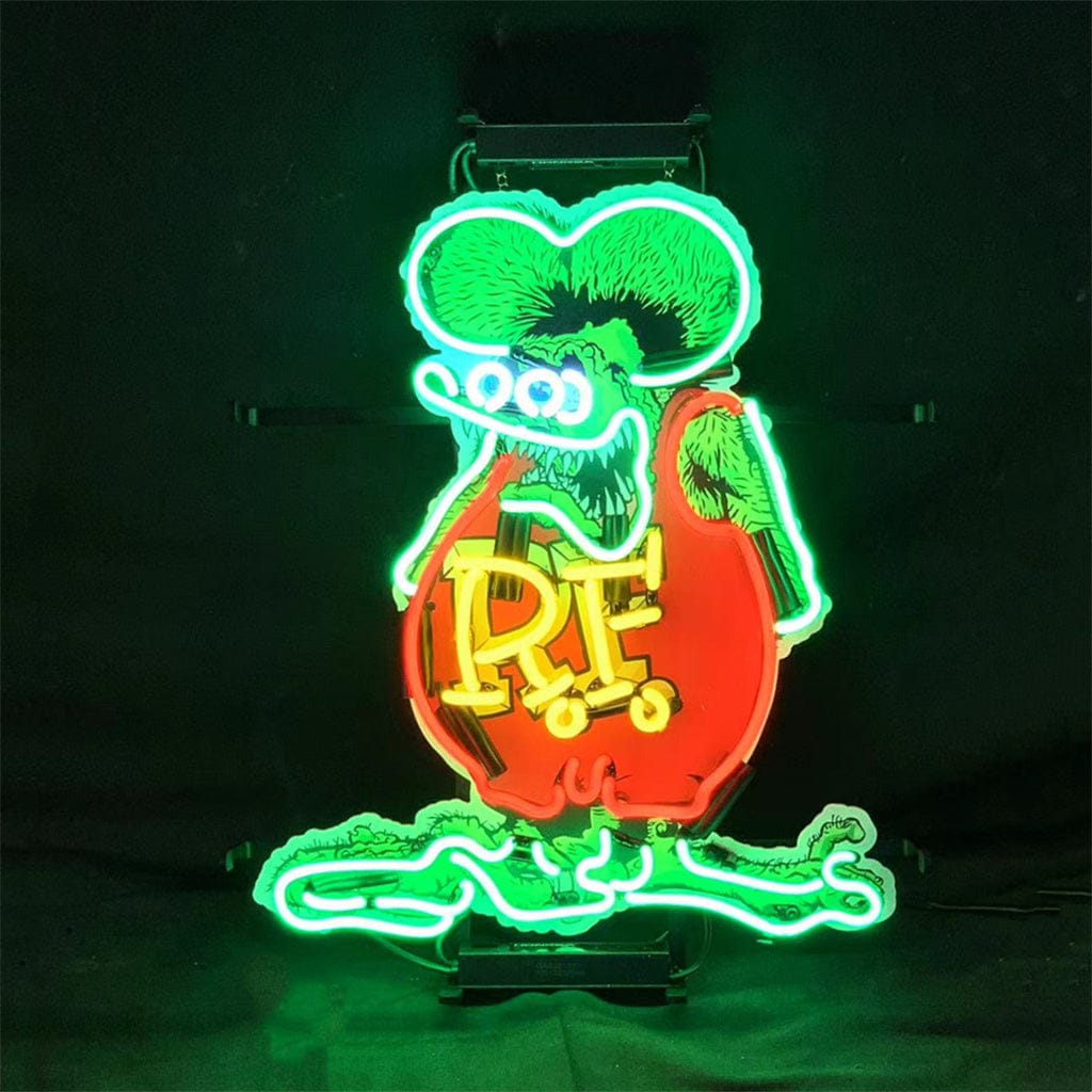Neon Signs Land Neon Signs RF Rat Fink Mouse with Acrylic Logo Neon Signs Light