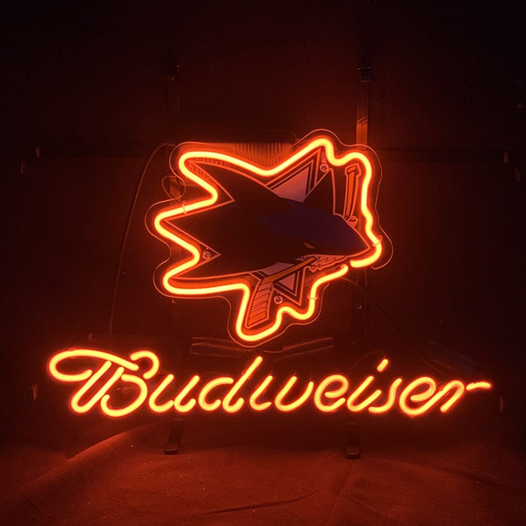Neon Signs Land Neon Signs San Jose Sharks Ice Hockey and Budweiser Beer Neon Sign Light
