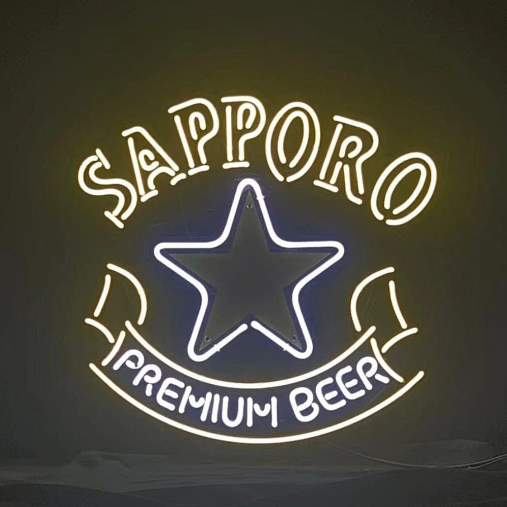 Neon Signs Land Neon Signs Sapporo Premium Beer with Star Neon Signs Light