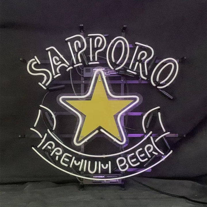 Neon Signs Land Neon Signs Sapporo Premium Beer with Star Neon Signs Light