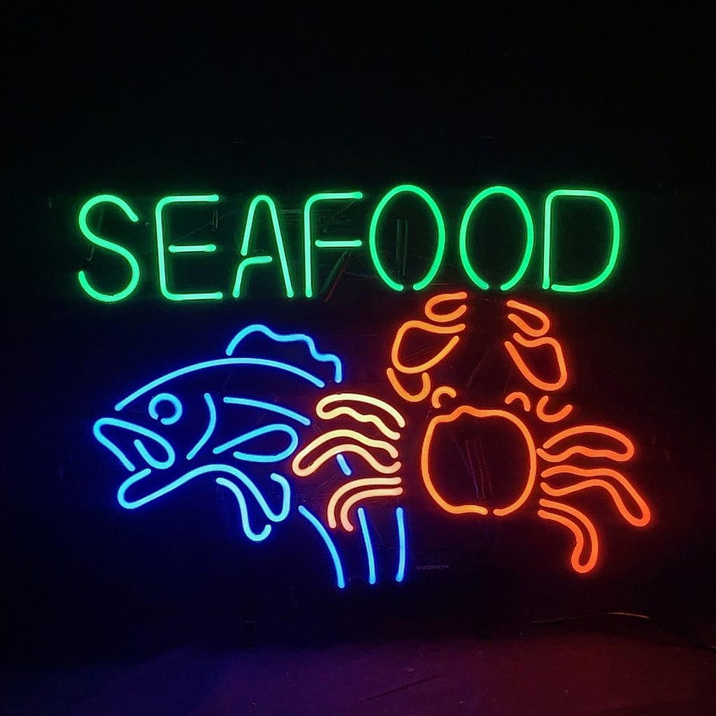 Neon Signs Land Neon Signs Seafood Fish Crab Neon Signs Light