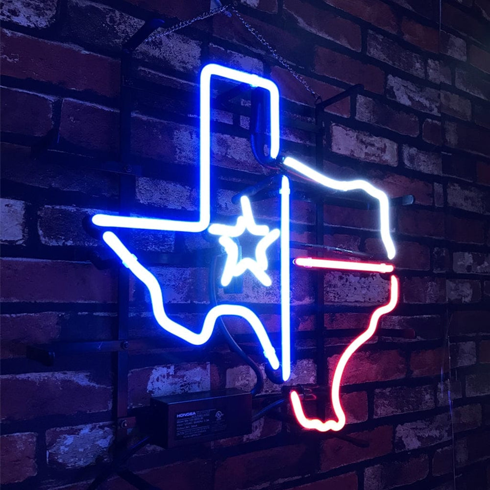 Neon Signs Land Neon Signs Texas Map with Lone Star Beer Neon Signs Light