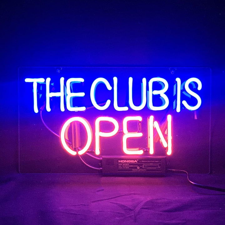 Neon Signs Land Neon Signs The Club is Open Neon Light Sign
