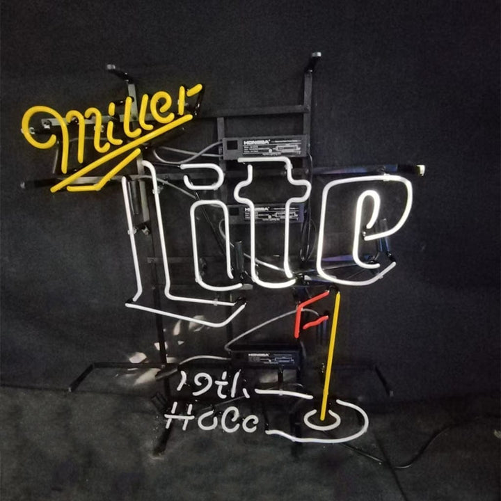 Neon Signs Land Neon Signs Yellow Miller Lite 19th Hole Neon Signs