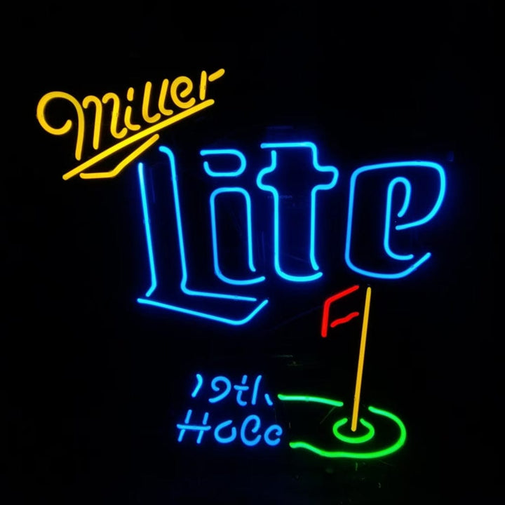 Neon Signs Land Neon Signs Yellow Miller Lite 19th Hole Neon Signs