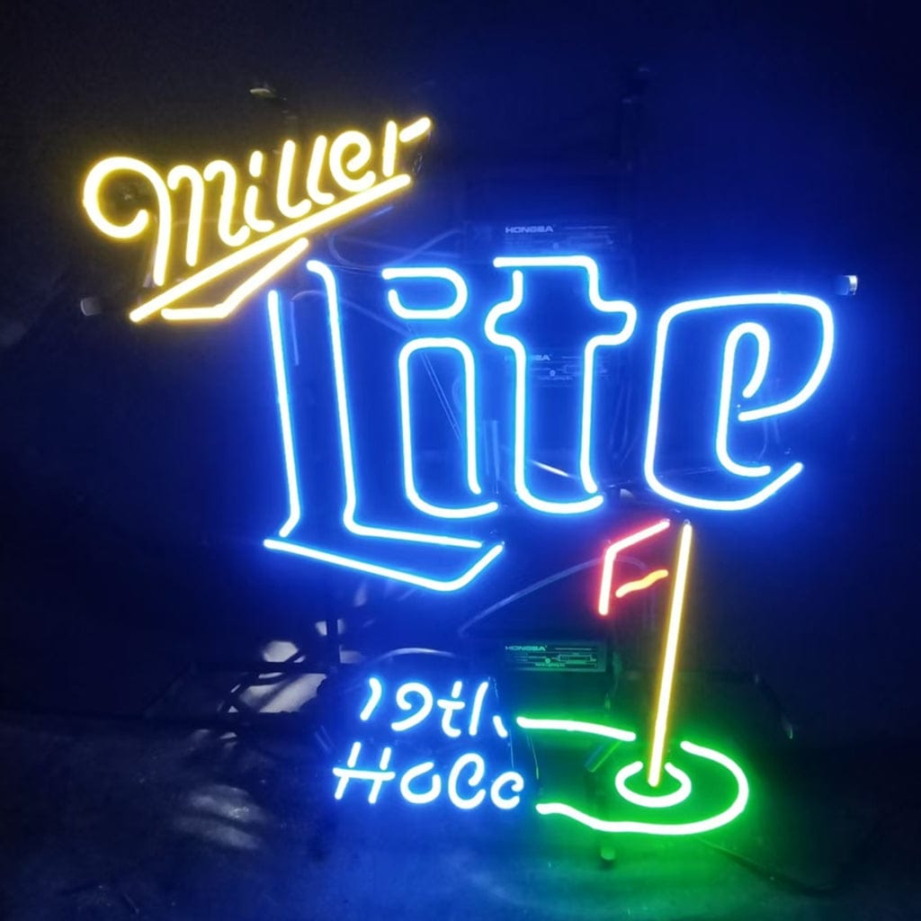 Neon Signs Land Neon Signs Yellow Miller Lite 19th Hole Neon Signs