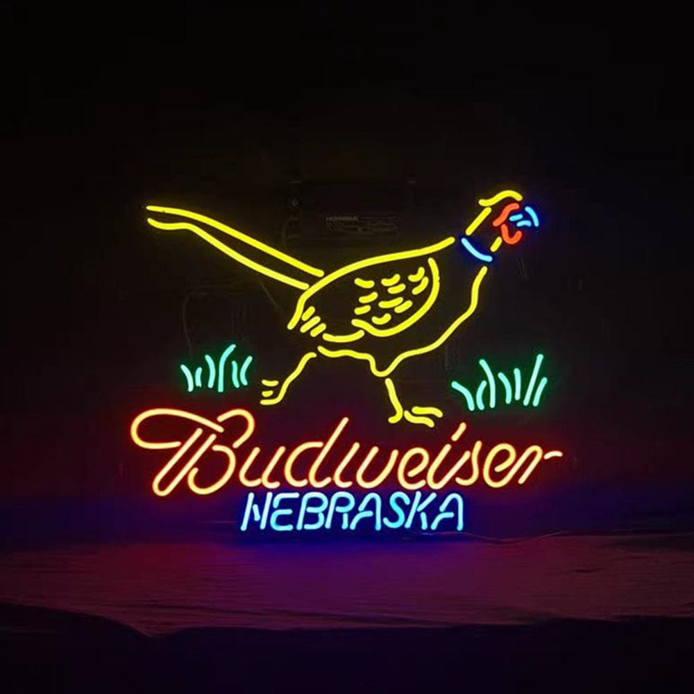Neon Signs Land Neon Signs Yellow Pheasant Hunter Budweiser Nebraska Neon Sign Light