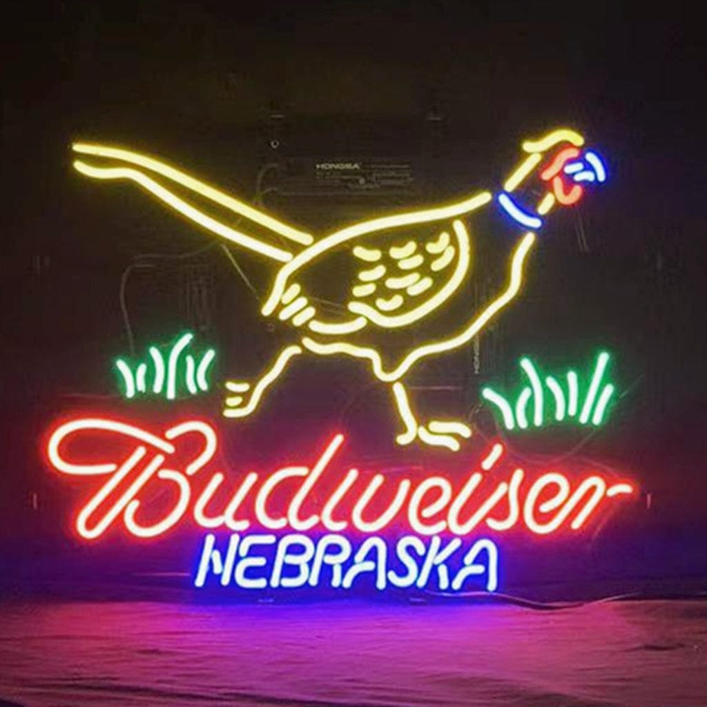 Neon Signs Land Neon Signs yellow Yellow Pheasant Hunter Budweiser Nebraska Neon Sign Light