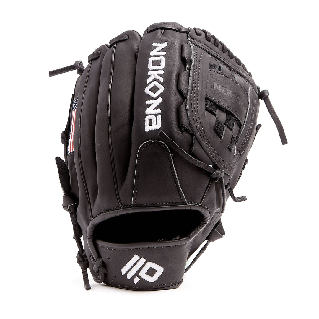 Nokona American Ball Gloves Baseball & Softball Gloves A-1200-Black 12" Closed Web Infield/Outfield - AmericanKIP™ Series | Nokona