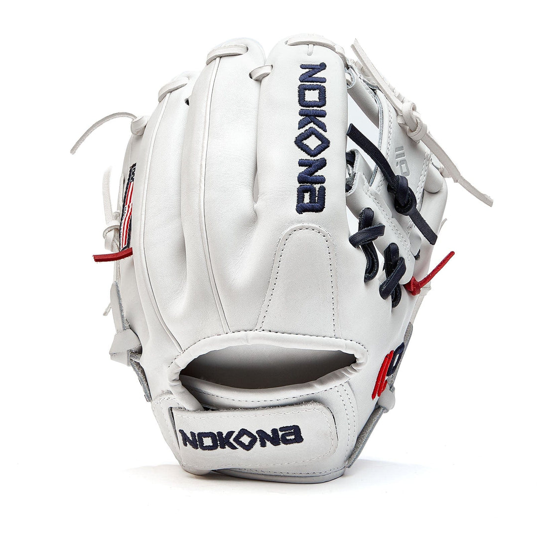 Nokona American Ball Gloves Baseball & Softball Gloves A-V1150-White Velcro 11.5" I Web Infield - AmericanKIP™ Series | Nokona