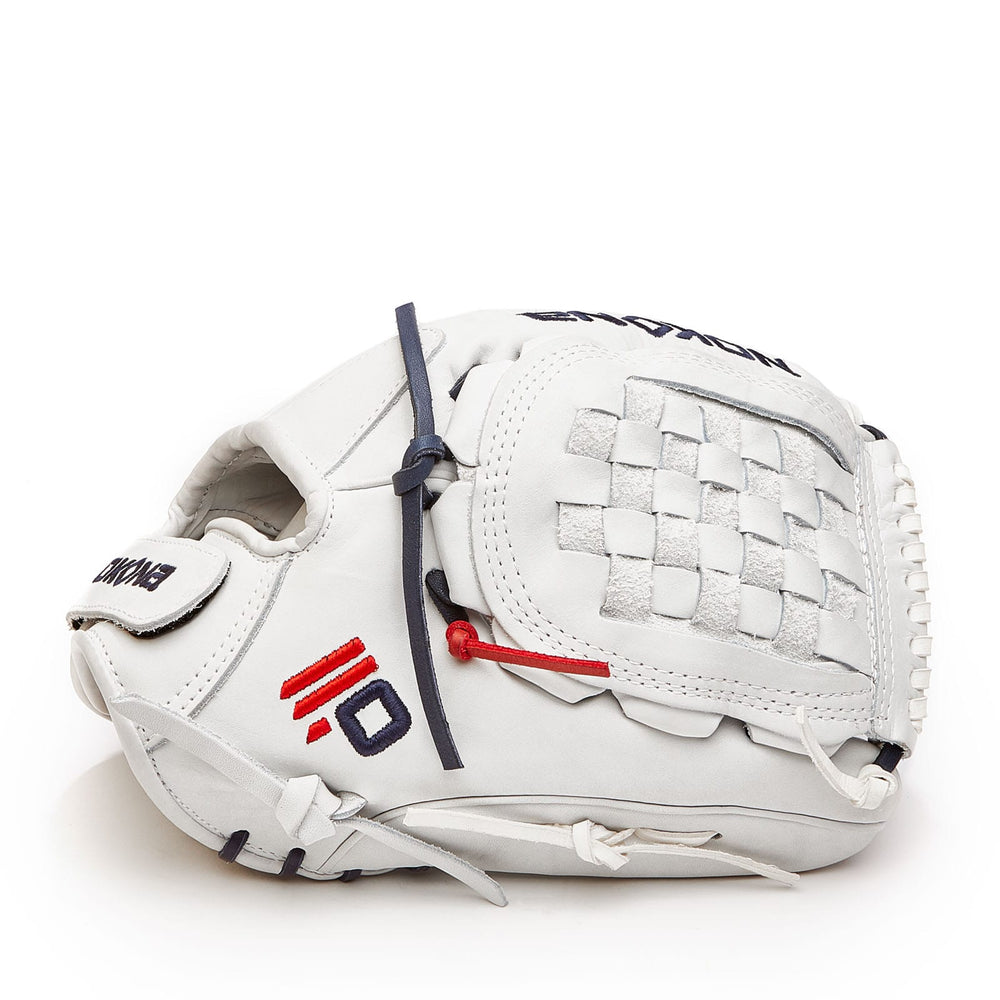 Nokona American Ball Gloves Baseball & Softball Gloves A-V1200-White Velcro 12" Closed Web Infield/Outfield - AmericanKIP™ Series | Nokona