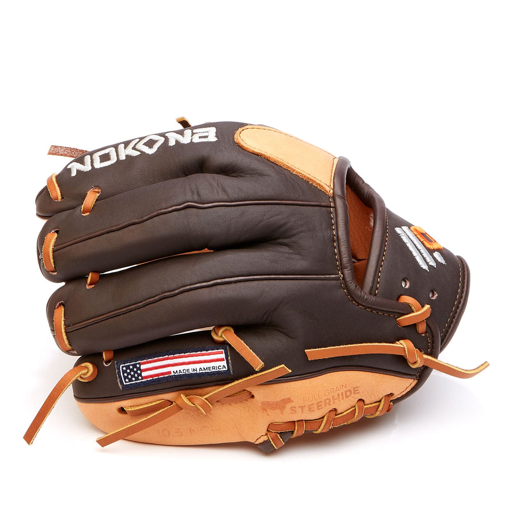 Nokona American Ball Gloves Baseball & Softball Gloves S-100 10.5" I-Web 10U Infield/Outfield - Alpha Series | Nokona