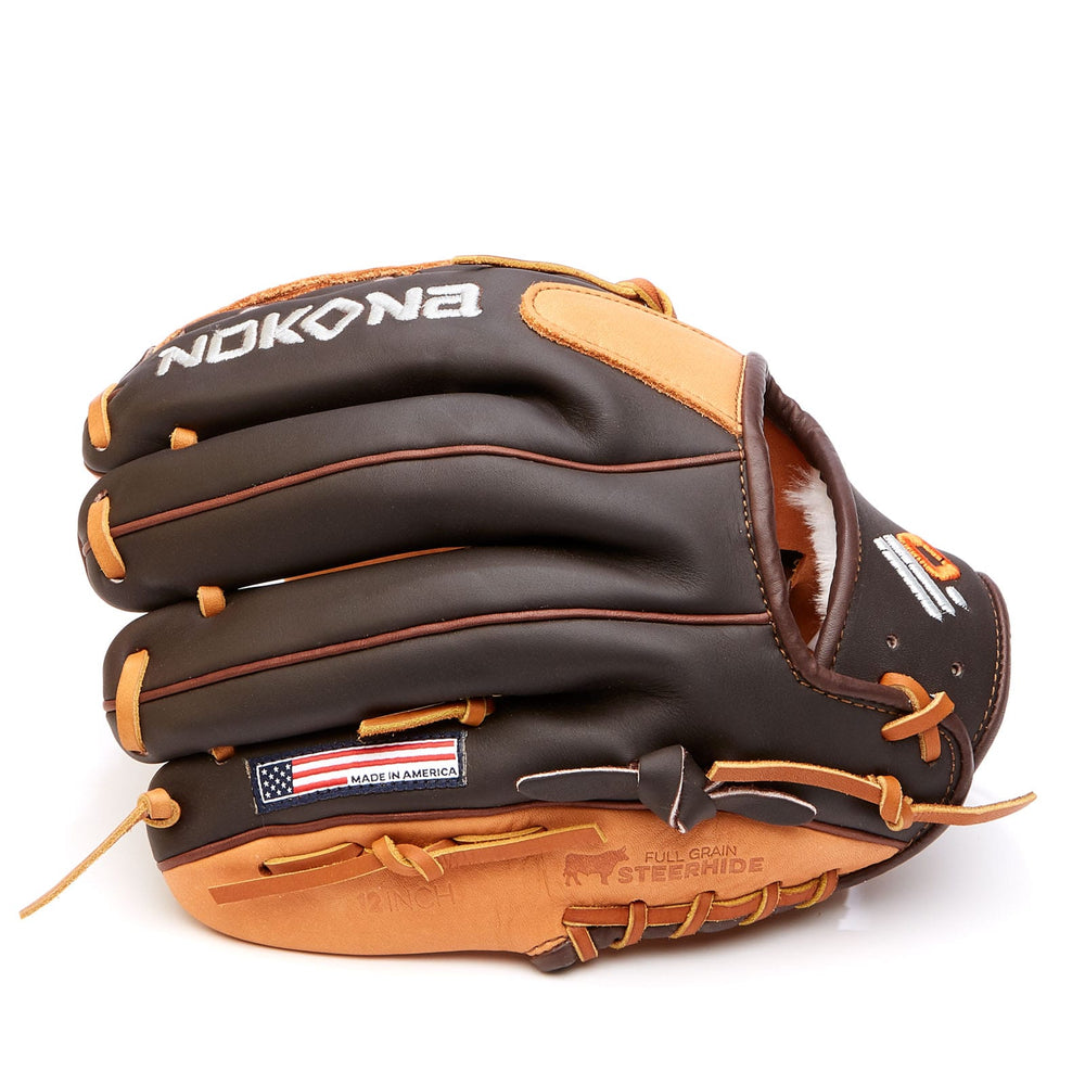 Nokona American Ball Gloves Baseball & Softball Gloves S-1200 12" Closed Web Infield/Outfield - Alpha Series | Nokona