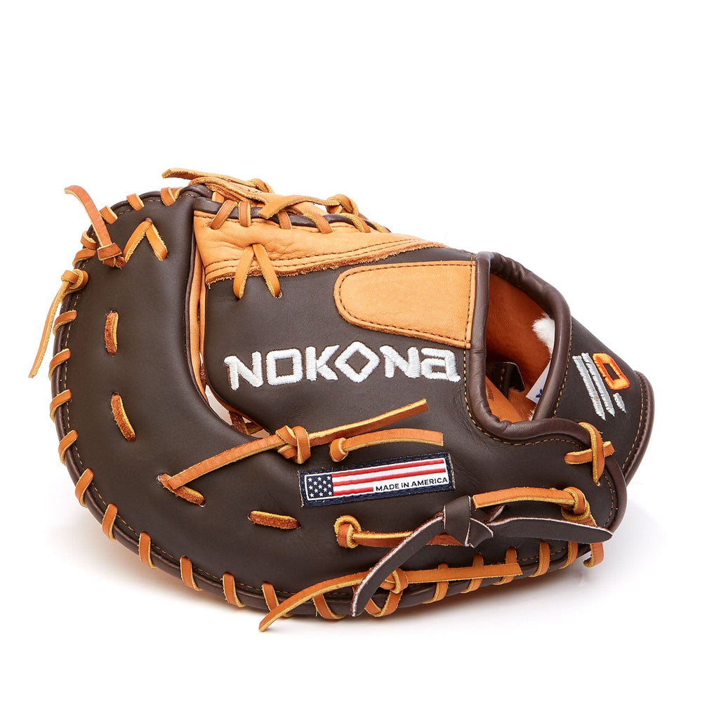 Nokona American Ball Gloves Baseball & Softball Gloves S-130 10.5" Closed Web 12U Baseball First Base Mitt - Alpha Series | Nokona