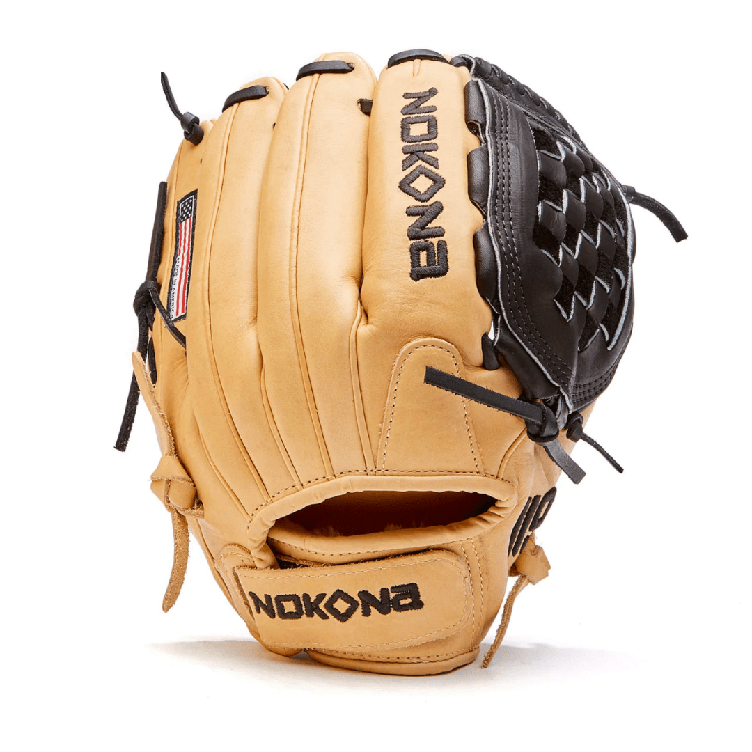 Nokona American Ball Gloves Baseball & Softball Gloves SKN-V1250 Velcro 12.5" Closed Web Infield/Outfield - SKN™ Series | Nokona