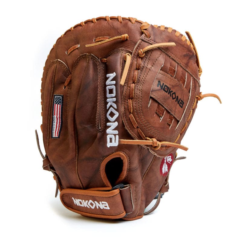 Nokona American Ball Gloves Baseball & Softball Gloves W-N80 14" Closed Web First Base Mitt - Walnut™ Series | Nokona