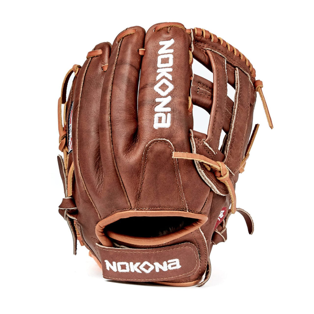 Nokona American Ball Gloves Baseball & Softball Gloves W-V1200 Velcro 12" H-Web Infield/Outfield - Walnut™ Series | Nokona