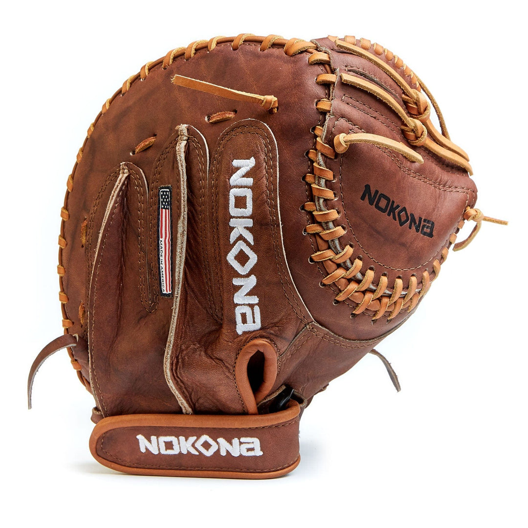 Nokona American Ball Gloves Baseball & Softball Gloves W-V3250 Velcro 32.5" Closed Web Fastpitch Catcher's Mitt - Walnut™ Series | Nokona