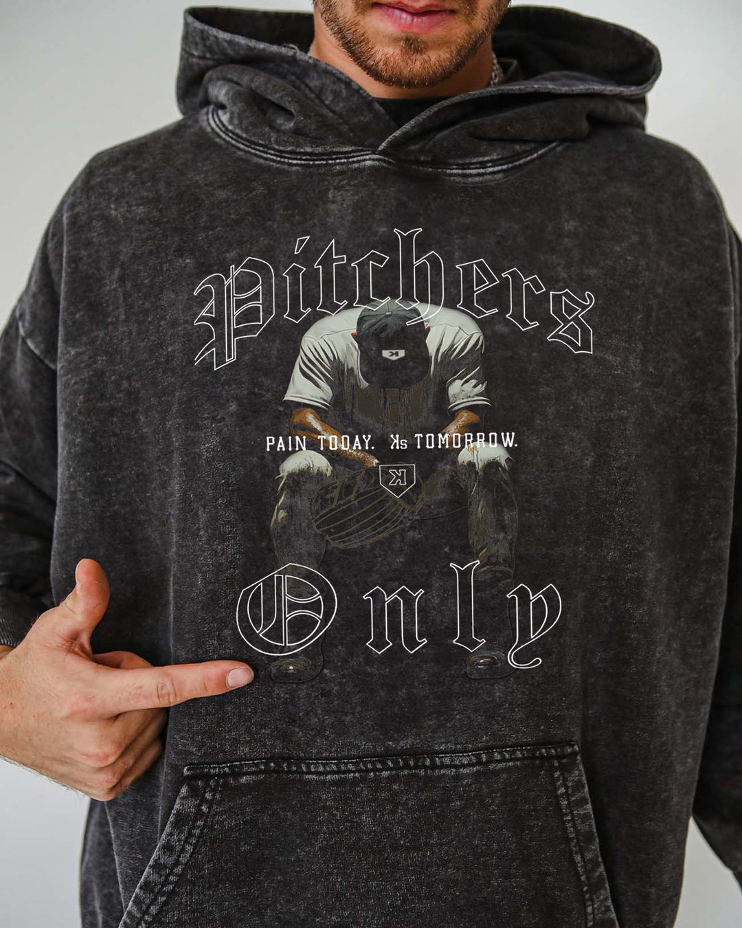 Pitchers Only Hoodie Pain Now Ks Later Acid Wash Hoodie