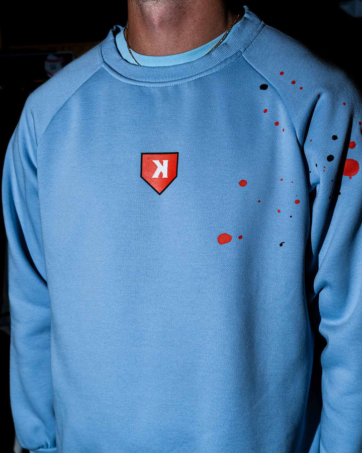 Pitchers Only Hoodie YOUTH Paint The Black Crewneck - Bullpen Blue