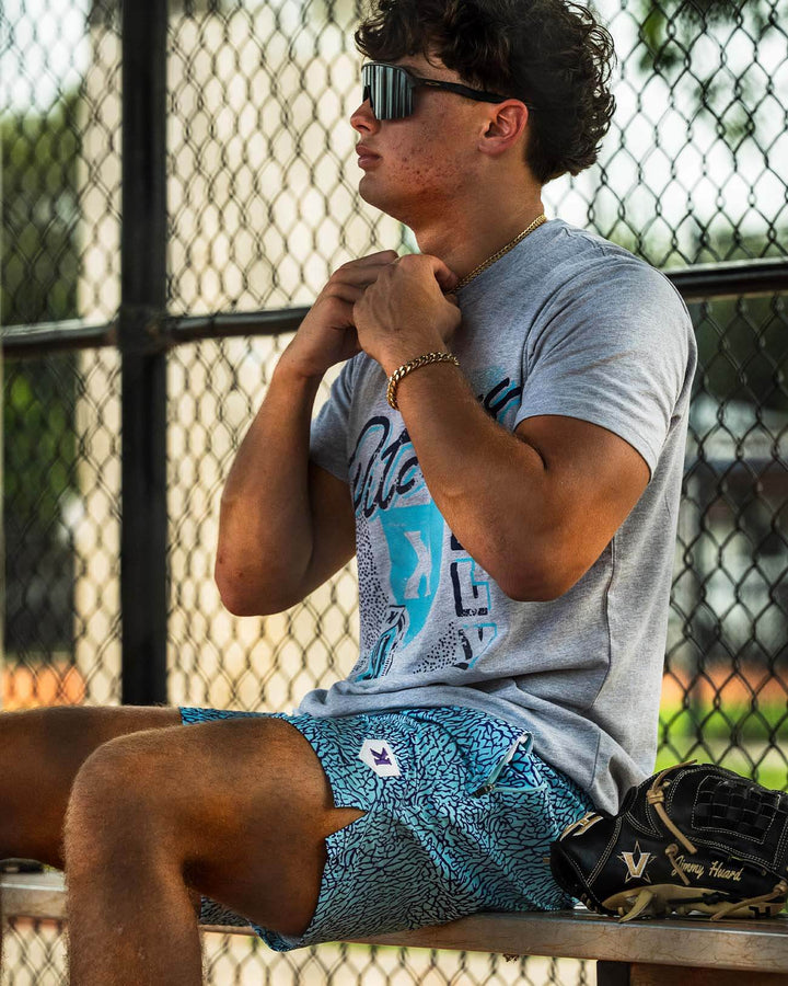 Pitchers Only Shorts Aqua/Purple Elephant Print Training Shorts
