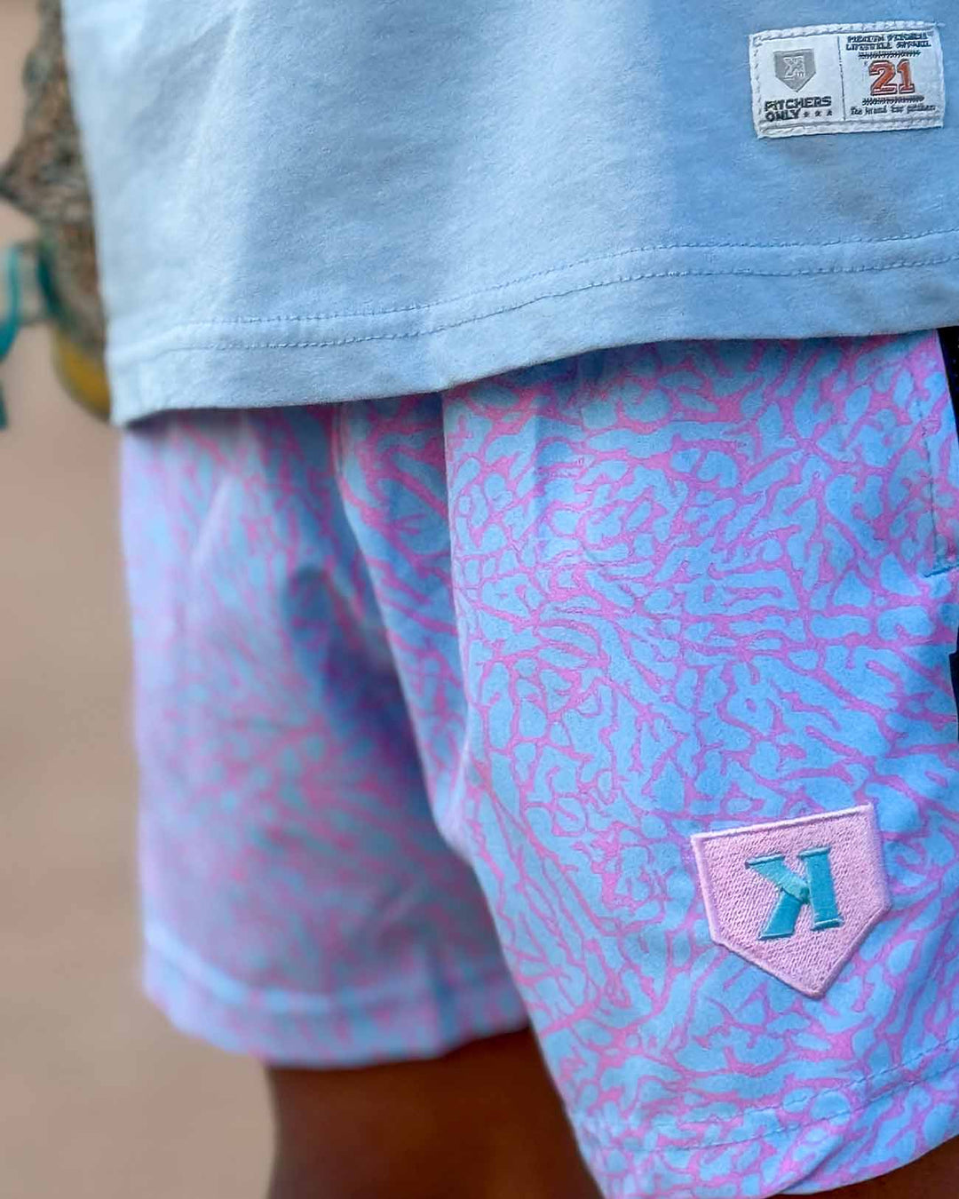 Pitchers Only Shorts Cotton Candy Elephant Print Shorts