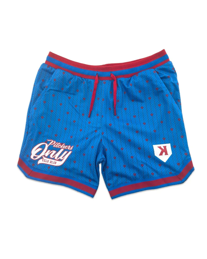Pitchers Only Shorts Mesh Pinstripe Shorts - Blue/Red