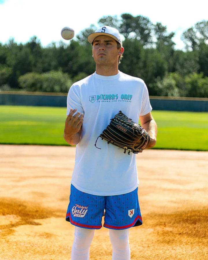 Pitchers Only Shorts Mesh Pinstripe Shorts - Blue/Red