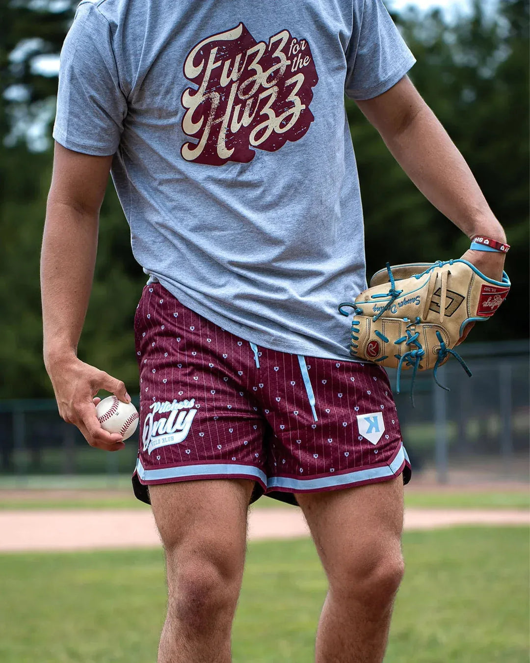Pitchers Only Shorts Mesh Pinstripe Shorts - Maroon/Sky Blue