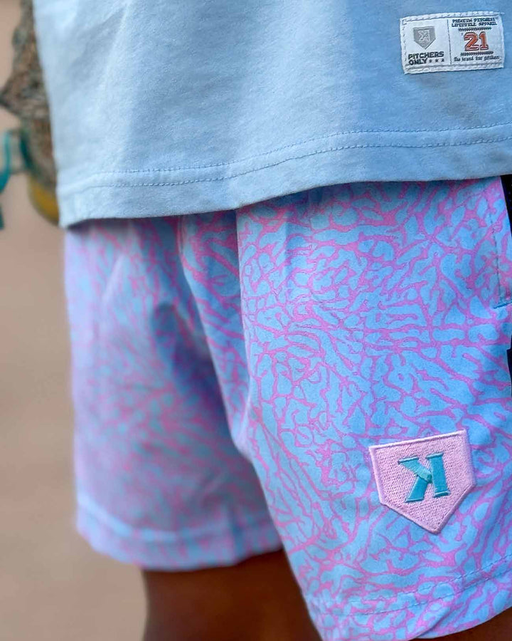 Pitchers Only Shorts YOUTH Cotton Candy Elephant Print Training Shorts