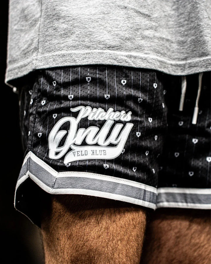 Pitchers Only Shorts YOUTH Mesh Pinstripe Shorts - Black/White