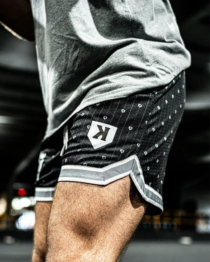 Pitchers Only Shorts YOUTH Mesh Pinstripe Shorts - Black/White