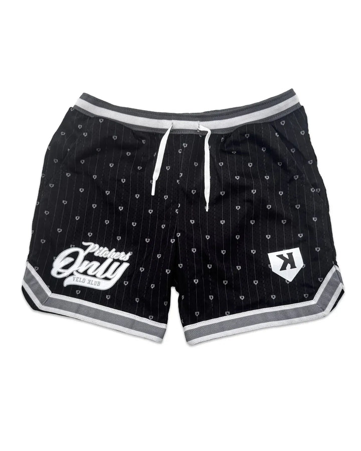 Pitchers Only Shorts YOUTH Mesh Pinstripe Shorts - Black/White