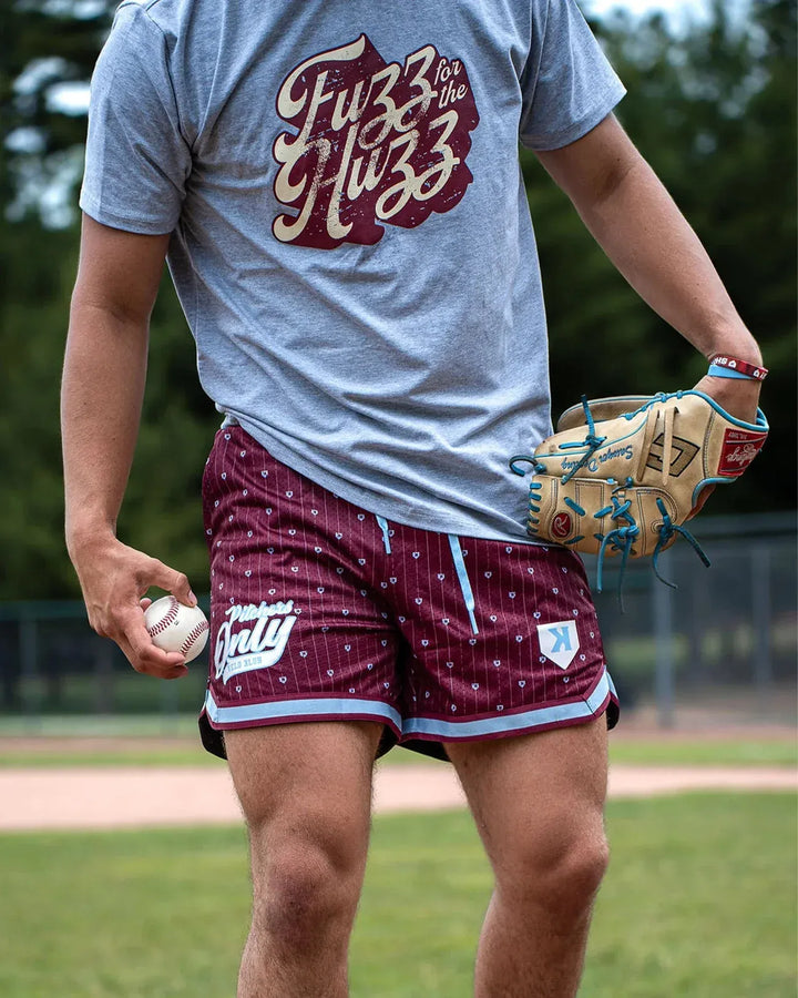 Pitchers Only Shorts YOUTH Mesh Pinstripe Shorts - Maroon/Sky Blue