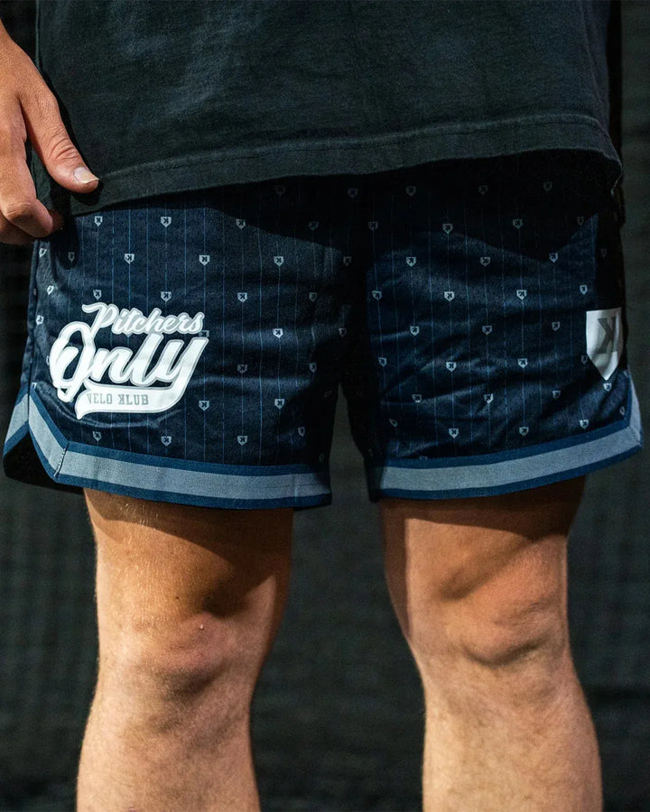 Pitchers Only Shorts YOUTH Mesh Pinstripe Shorts - Navy/Gray