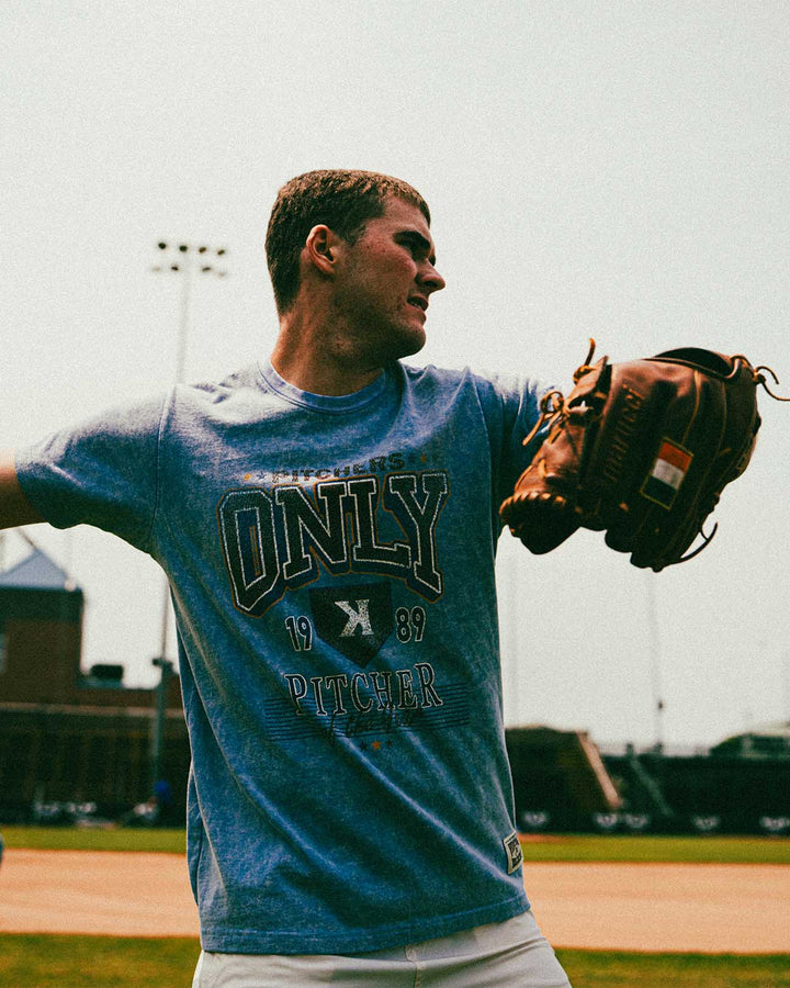 Pitchers Only T-Shirt Pitcher of the Year Vintage Tee - Blue Acid Wash