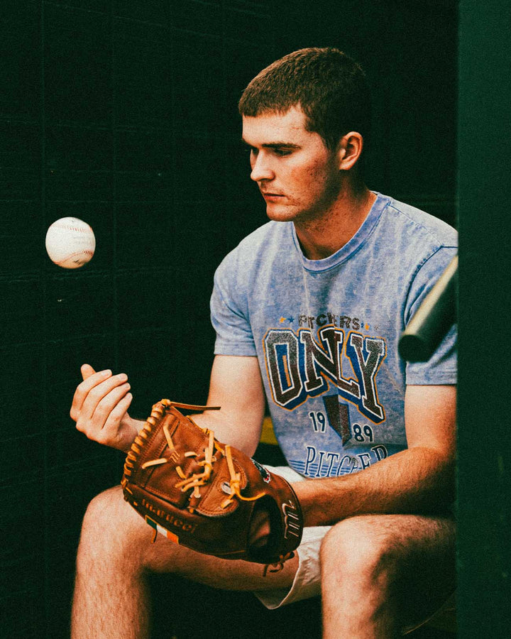 Pitchers Only T-Shirt Pitcher of the Year Vintage Tee - Blue Acid Wash