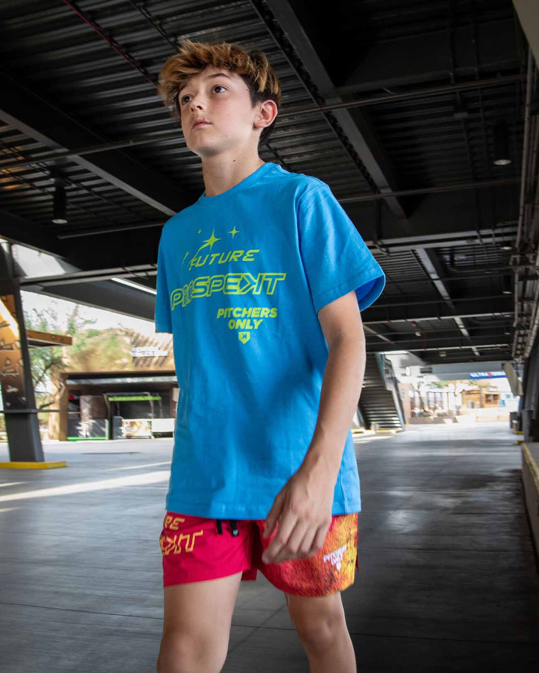 Pitchers Only T-Shirt YOUTH Future Prospects Galaxy Tee Blue