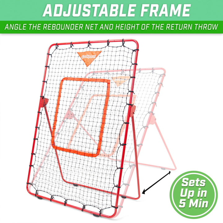 PlayGoSports.com Baseball GoSports 6 ft x 3.5 ft Baseball & Softball Pitching and Fielding Rebounder - Adjustable Angle Pitch Back Net