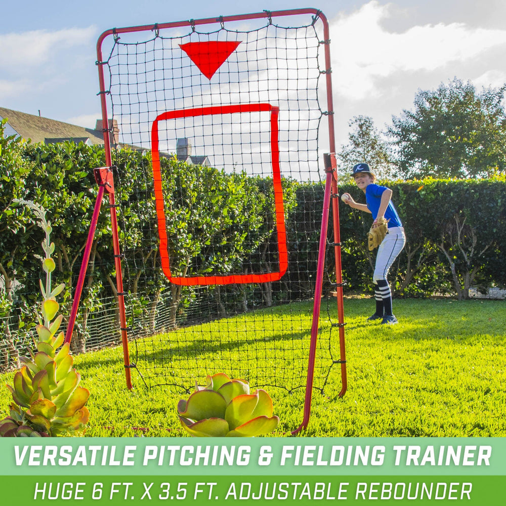 PlayGoSports.com Baseball GoSports 6 ft x 3.5 ft Baseball & Softball Pitching and Fielding Rebounder - Adjustable Angle Pitch Back Net
