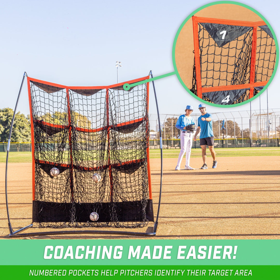PlayGoSports.com Baseball GoSports 9 Pocket Baseball and Softball Pitching Strike Zone Target Net