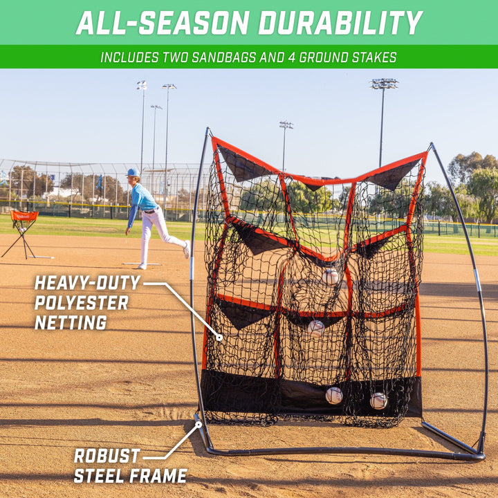 PlayGoSports.com Baseball GoSports 9 Pocket Baseball and Softball Pitching Strike Zone Target Net