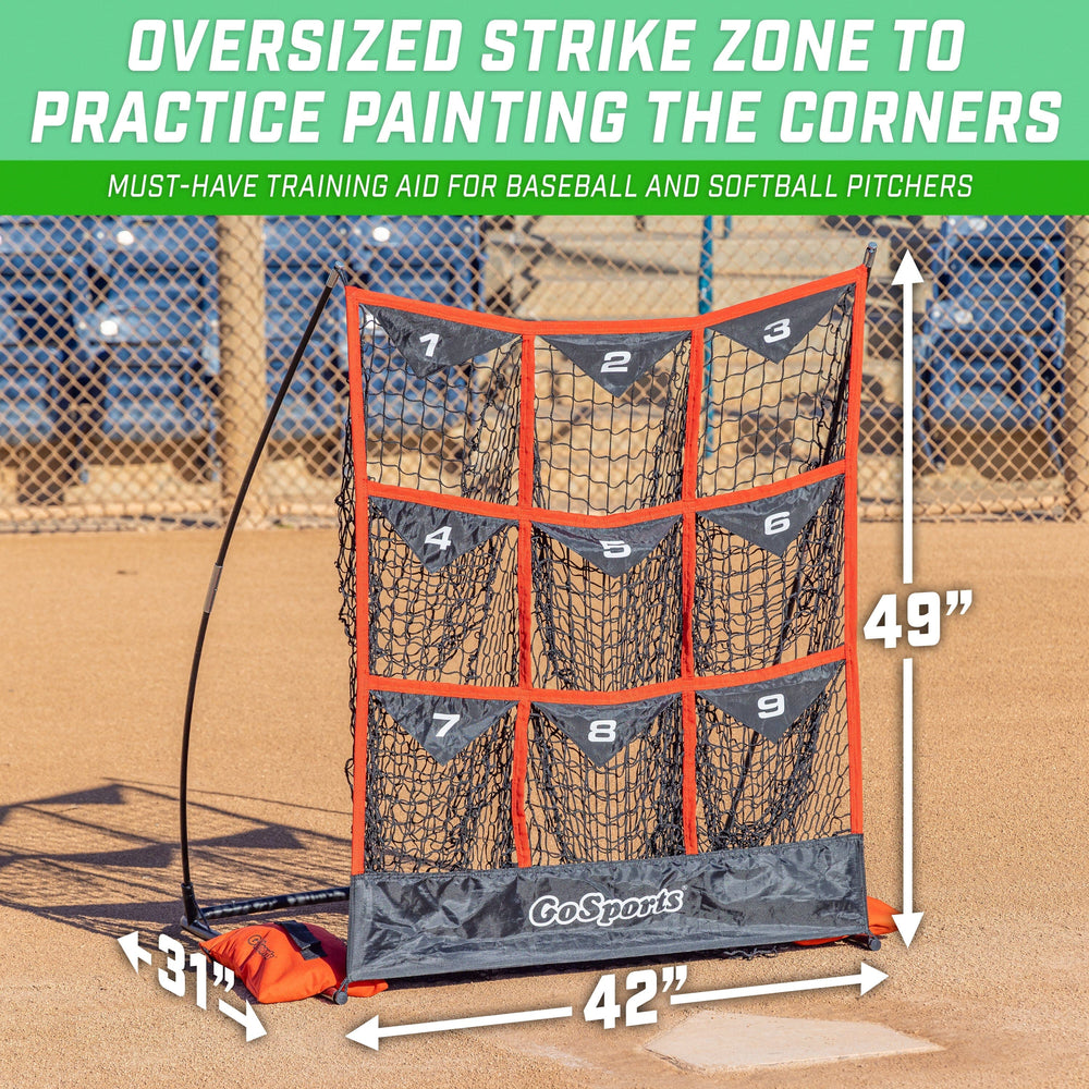 PlayGoSports.com Baseball GoSports 9 Pocket Baseball and Softball Pitching Strike Zone Target Net
